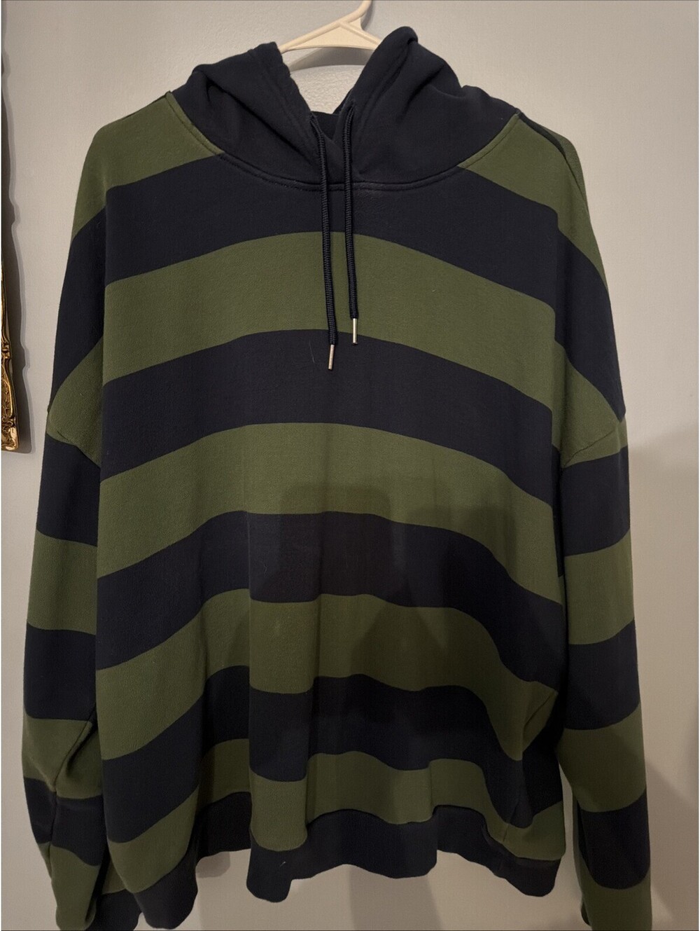 Original Use Men's Size XXL Navy And Green Stripe  Pullover Hoodie Preppy